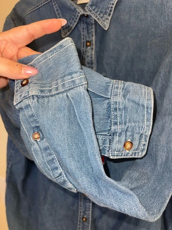 M&M’s Embroidered Denim Button Up Shirt Candy Characters Plus Size 22W 24W - Picture 10 of 12